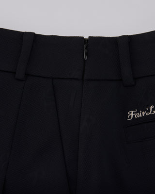 Lettering Jacquard Pleated Skirt (Black)