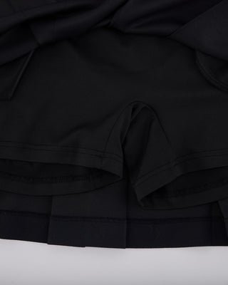 Lettering Jacquard Pleated Skirt (Black)