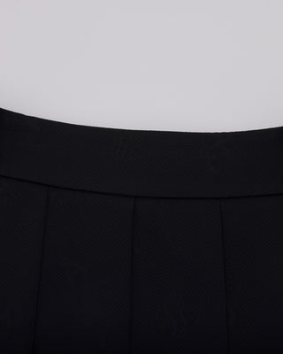 Lettering Jacquard Pleated Skirt (Black)