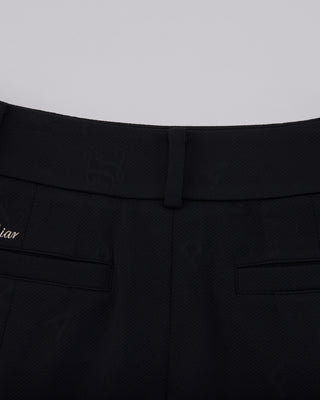 Lettering Jacquard Pleated Skirt (Black)