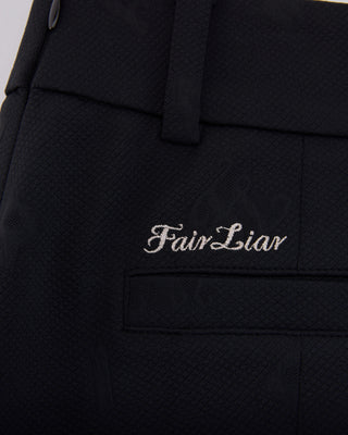 Lettering Jacquard Pleated Skirt (Black)