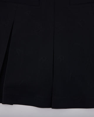 Lettering Jacquard Pleated Skirt (Black)