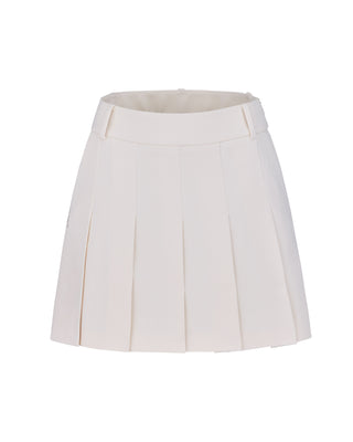 Lettering Jacquard Pleated Skirt (Cream)