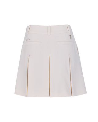 Lettering Jacquard Pleated Skirt (Cream)