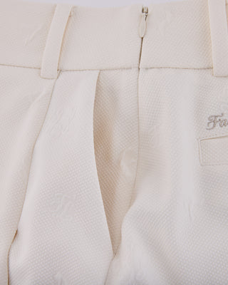 Lettering Jacquard Pleated Skirt (Cream)