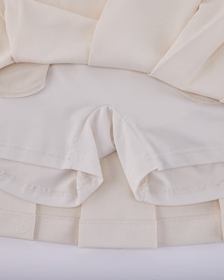 Lettering Jacquard Pleated Skirt (Cream)