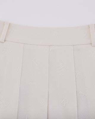 Lettering Jacquard Pleated Skirt (Cream)