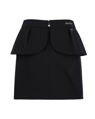 High waist ribbon flap skirt (Black)