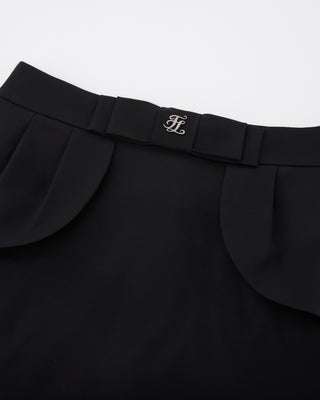 High waist ribbon flap skirt (Black)