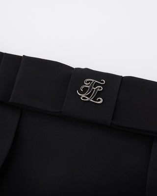 High waist ribbon flap skirt (Black)