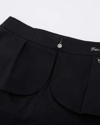 High waist ribbon flap skirt (Black)