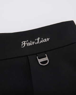High waist ribbon flap skirt (Black)