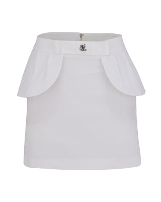 High Waist Ribbon Flap Skirt (White)