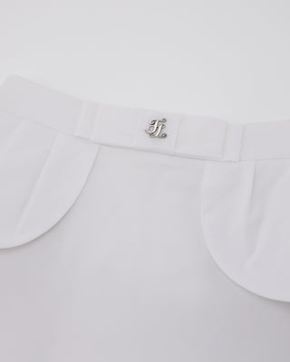 High Waist Ribbon Flap Skirt (White)
