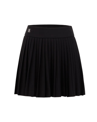 Pique pleated skirt (Black)