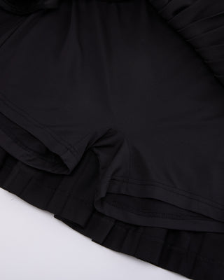 Pique pleated skirt (Black)