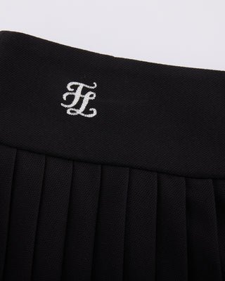 Pique pleated skirt (Black)