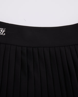 Pique pleated skirt (Black)