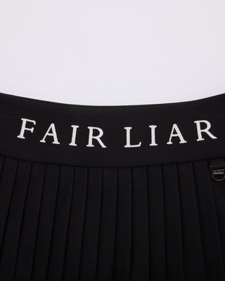 Pique pleated skirt (Black)