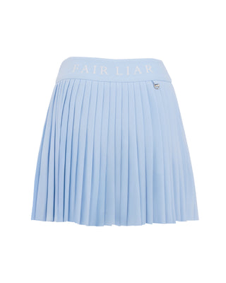 Pique pleated skirt (Blue)
