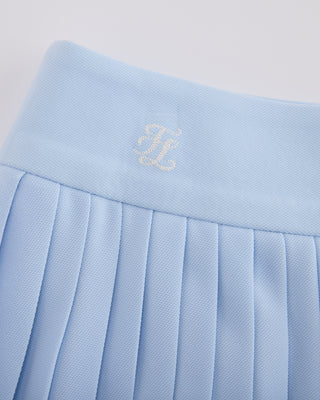 Pique pleated skirt (Blue)