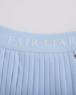 Pique pleated skirt (Blue)