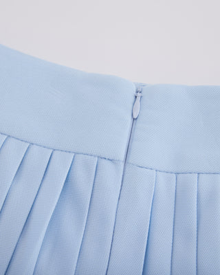 Pique pleated skirt (Blue)