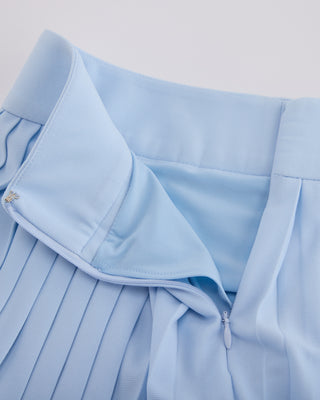 Pique pleated skirt (Blue)