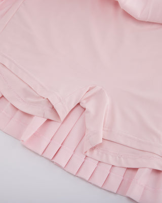 Pique pleated skirt (Pink)