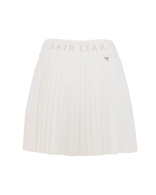 Pique pleated skirt (White)