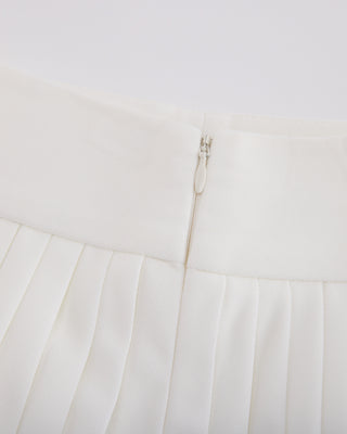 Pique pleated skirt (White)