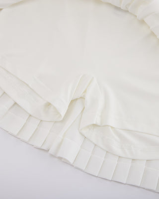 Pique pleated skirt (White)