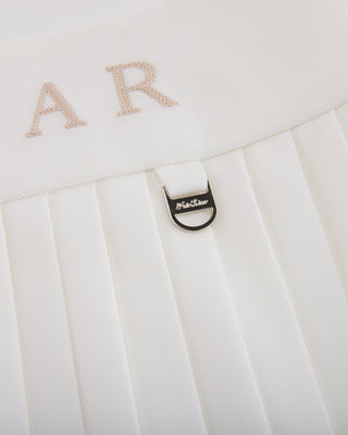 Pique pleated skirt (White)
