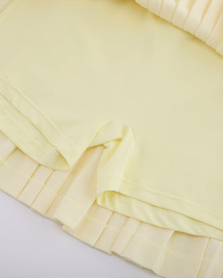 Pique pleated skirt (Yellow)