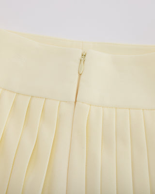 Pique pleated skirt (Yellow)