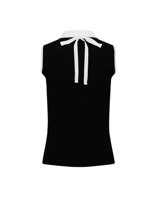 Detachable Lace Ribbon Sleeveless Knit (Black)
