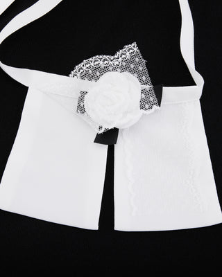 Detachable Lace Ribbon Sleeveless Knit (Black)