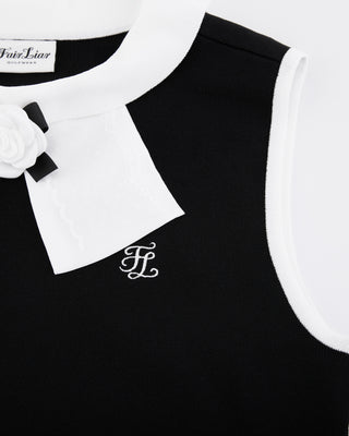Detachable Lace Ribbon Sleeveless Knit (Black)