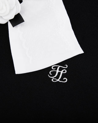 Detachable Lace Ribbon Sleeveless Knit (Black)