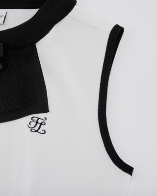Detachable Lace Ribbon Sleeveless Knit (White)