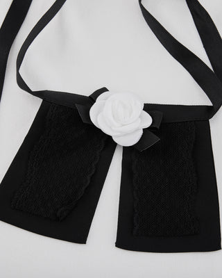 Detachable Lace Ribbon Sleeveless Knit (White)