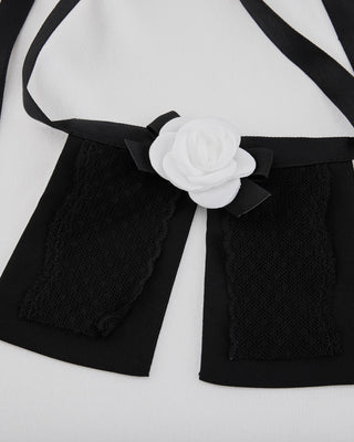 Detachable Lace Ribbon Sleeveless Knit (White)