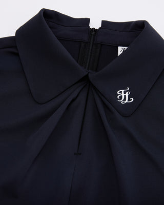 Front shirring short sleeve T Shirt (Black)