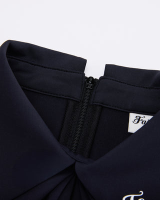 Front shirring short sleeve T Shirt (Black)