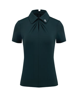 Front shirring short sleeve T Shirt (Green)