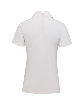 Front shirring short sleeve T Shirt (White)
