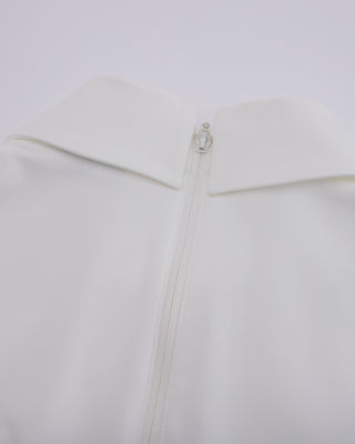 Front shirring short sleeve T Shirt (White)