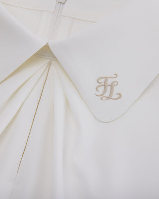 Front shirring short sleeve T Shirt (White)