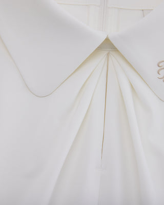 Front shirring short sleeve T Shirt (White)