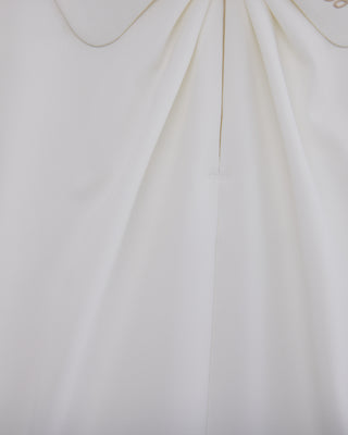 Front shirring short sleeve T Shirt (White)